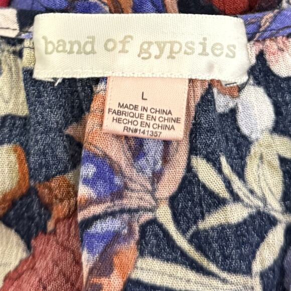 Band of Gypsies Shorts Romper Women's Large Floral Long Sleeve Boho Chic Casual - Picture 5 of 8